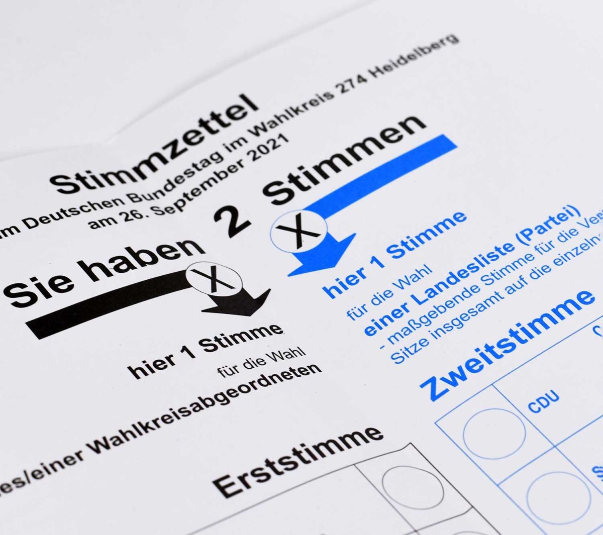 Stimmzettel - AvD Mobilitätscheck zur Bundestagswahl Stimmzettel - AvD Mobilitätscheck zur BundestagswahlCopyright (c) 2021 Firn/Shutterstock. No use without permission. (Photographer)