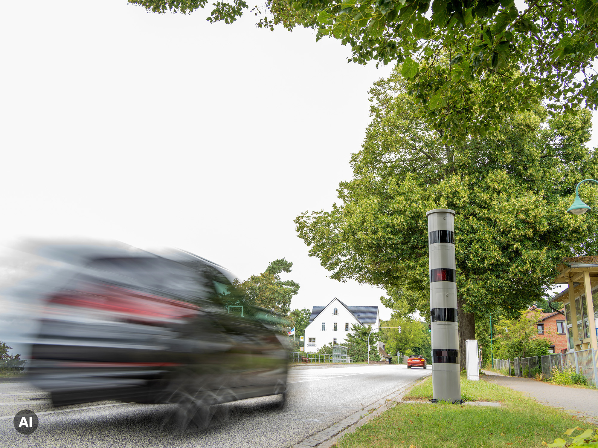 Auto fährt an Radarfalle vorbei © Heide Pinkall/Shutterstock