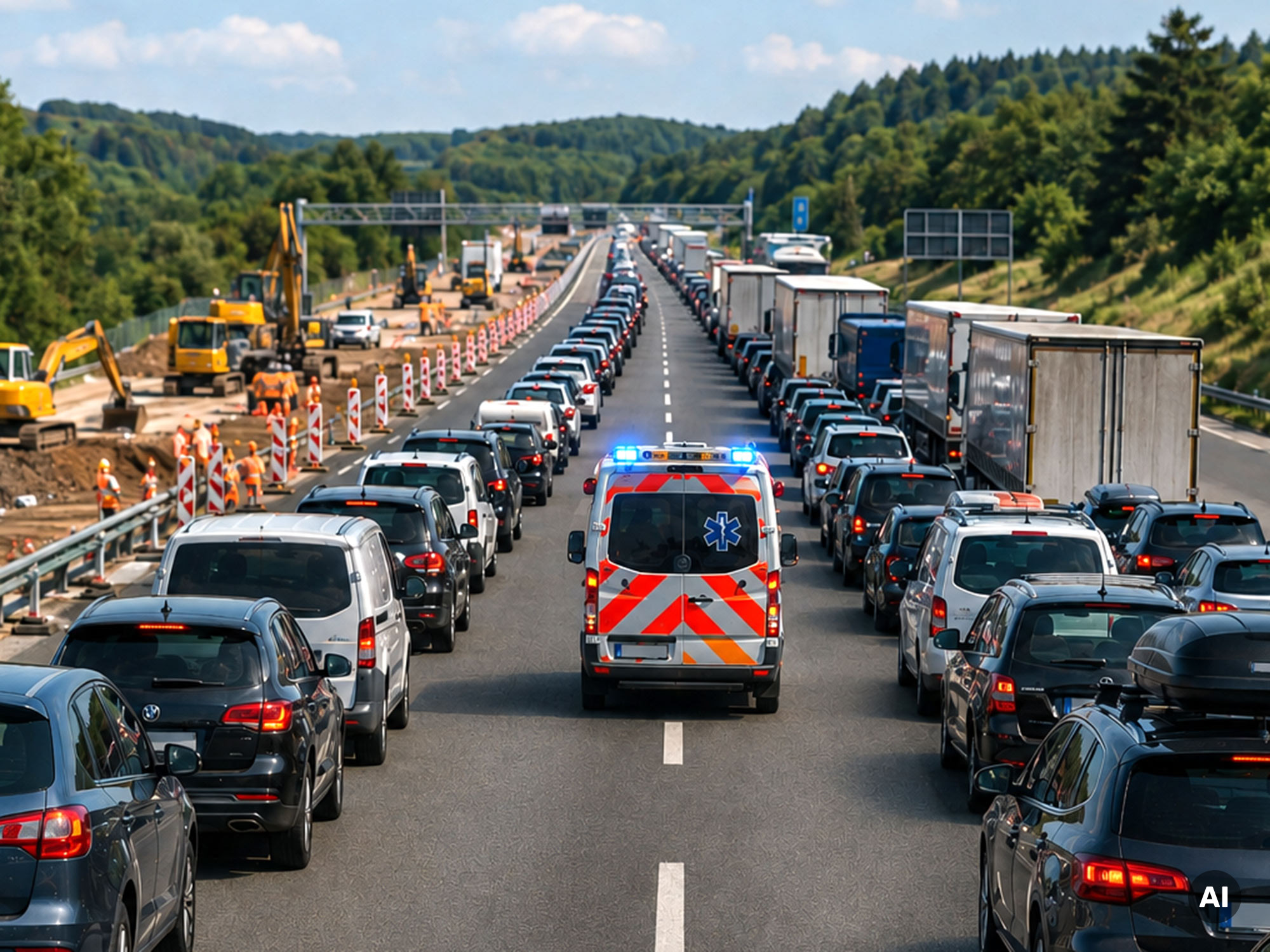 Stau während der Rückreisewelle im Sommer© KI generierter Inhalt