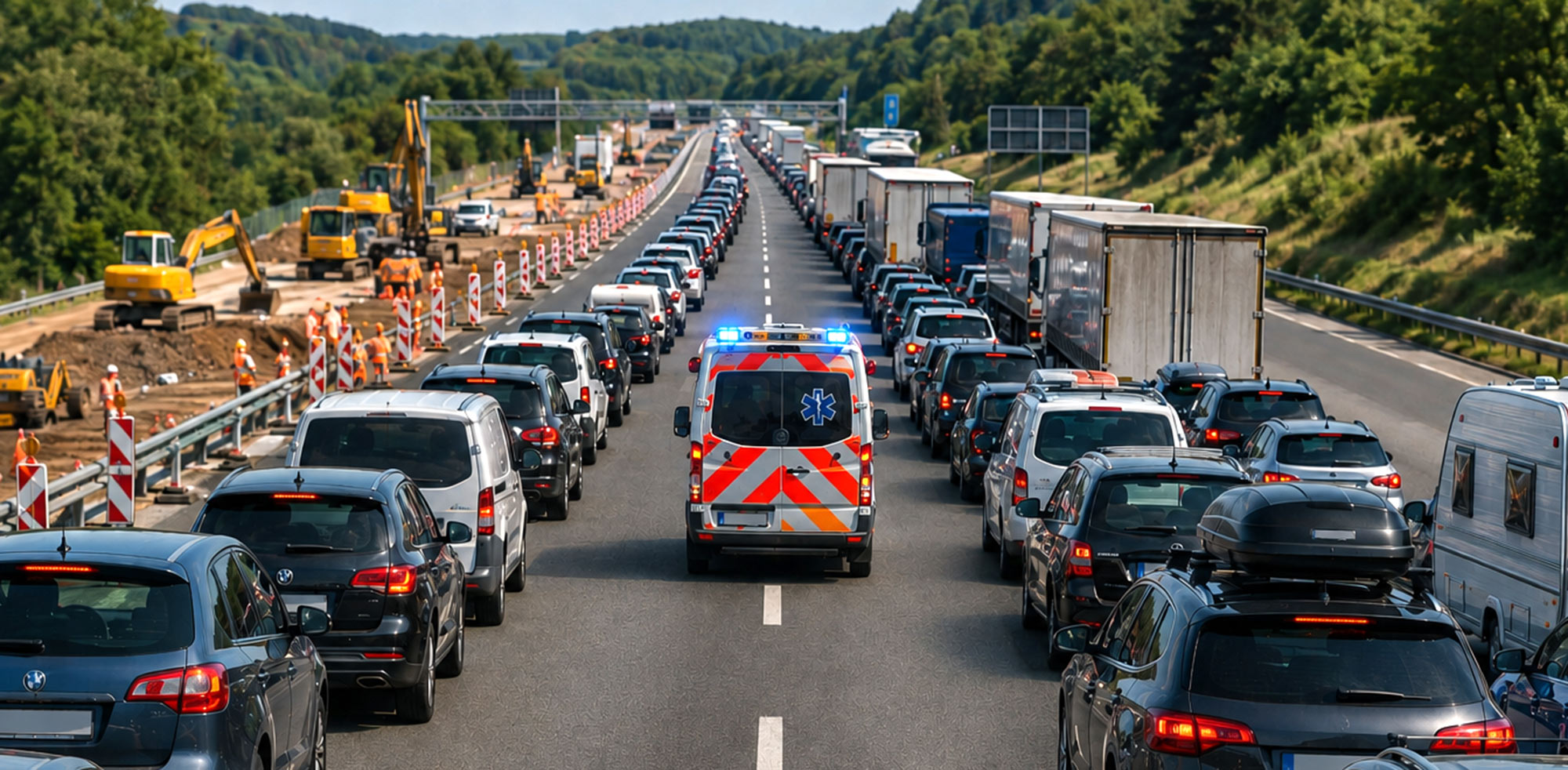 Stau während der Rückreisewelle im Sommer© KI generierter Inhalt