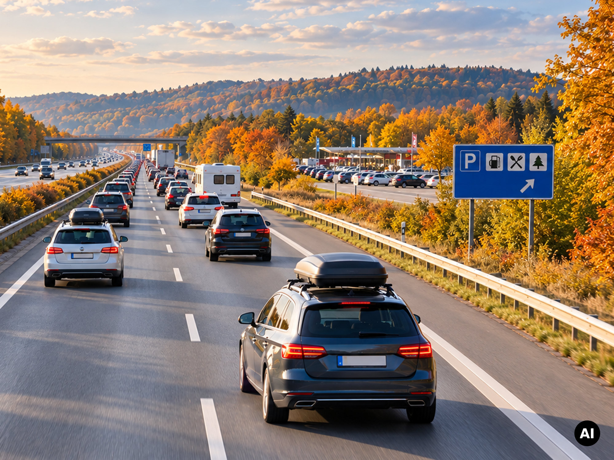 Stau auf der Autobahn © KI-generierter Inhalt