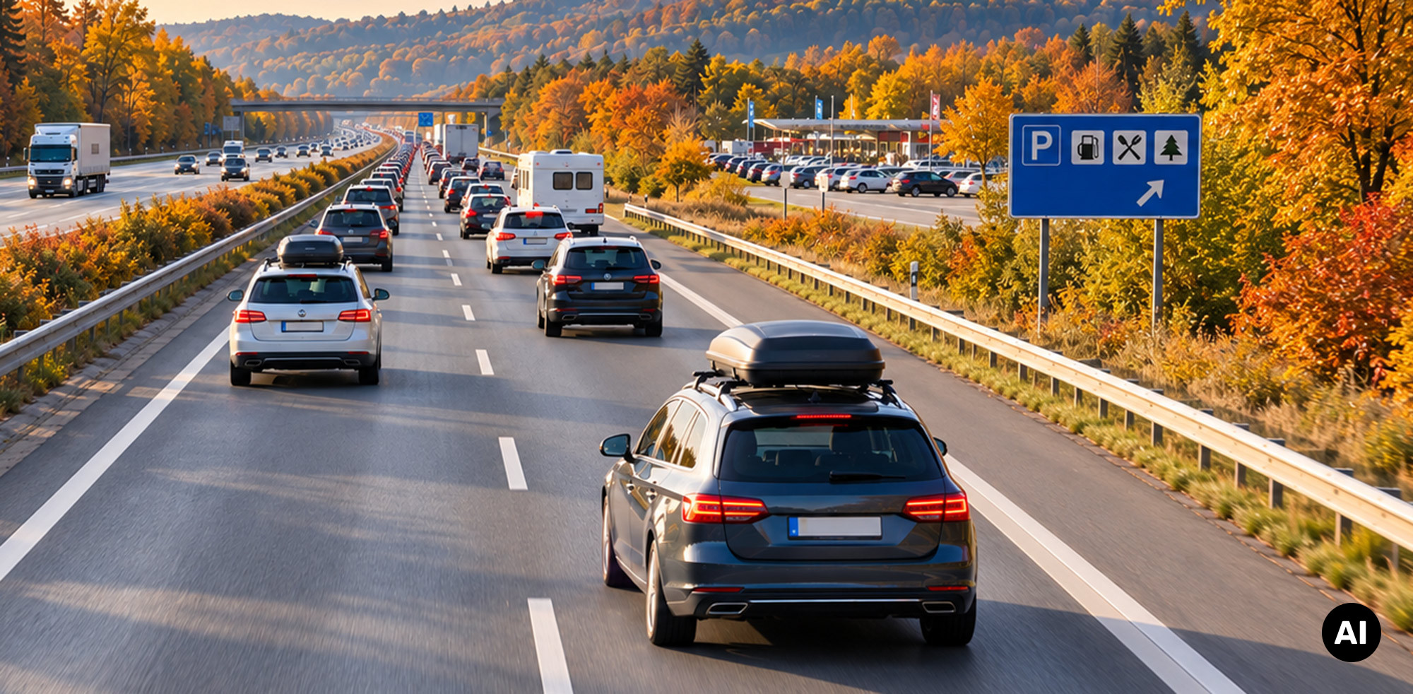 Stau auf der Autobahn © KI-generierter Inhalt
