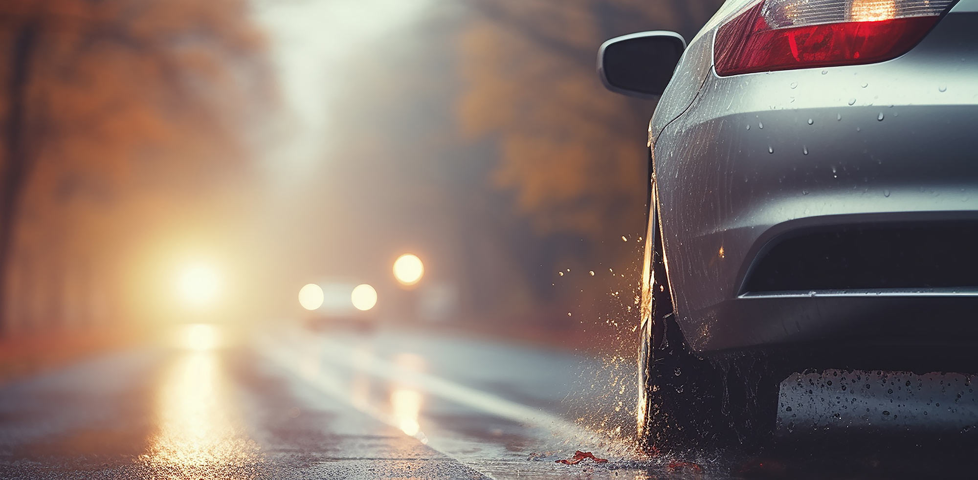 AvD Pressemeldungen - Auto bei der Fahrt im Herbst mit schlechter Sicht AvD Pressemeldungen - Auto bei der Fahrt im Herbst mit schlechter Sicht
