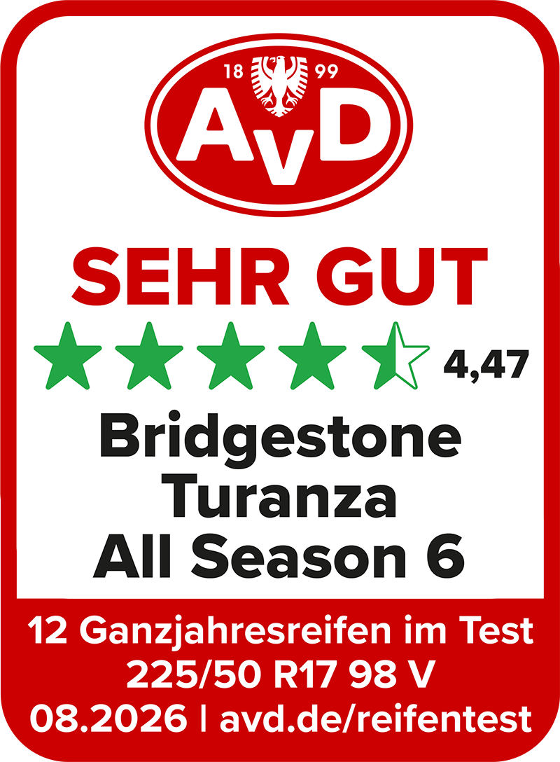 Ganzjahresreifentest Siegel 2026 - Bridgestone Turanza All Season 6© AvD