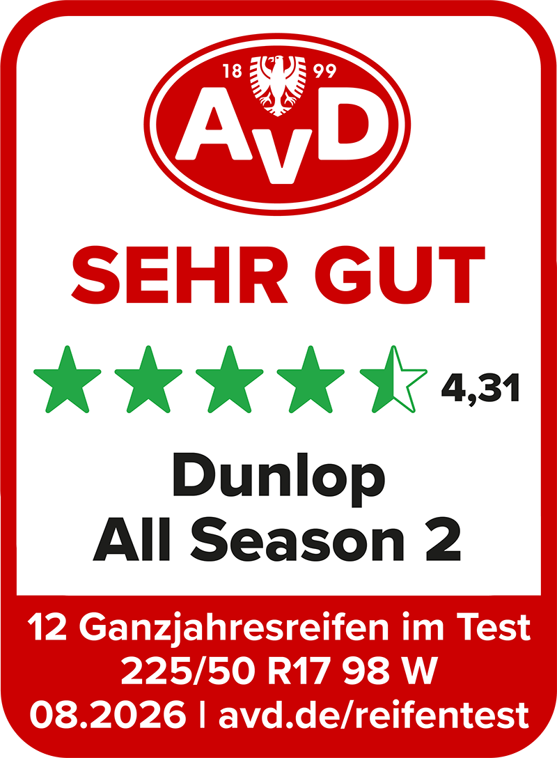 Ganzjahresreifentest Siegel 2026 - Dunlop All Season 2© AvD