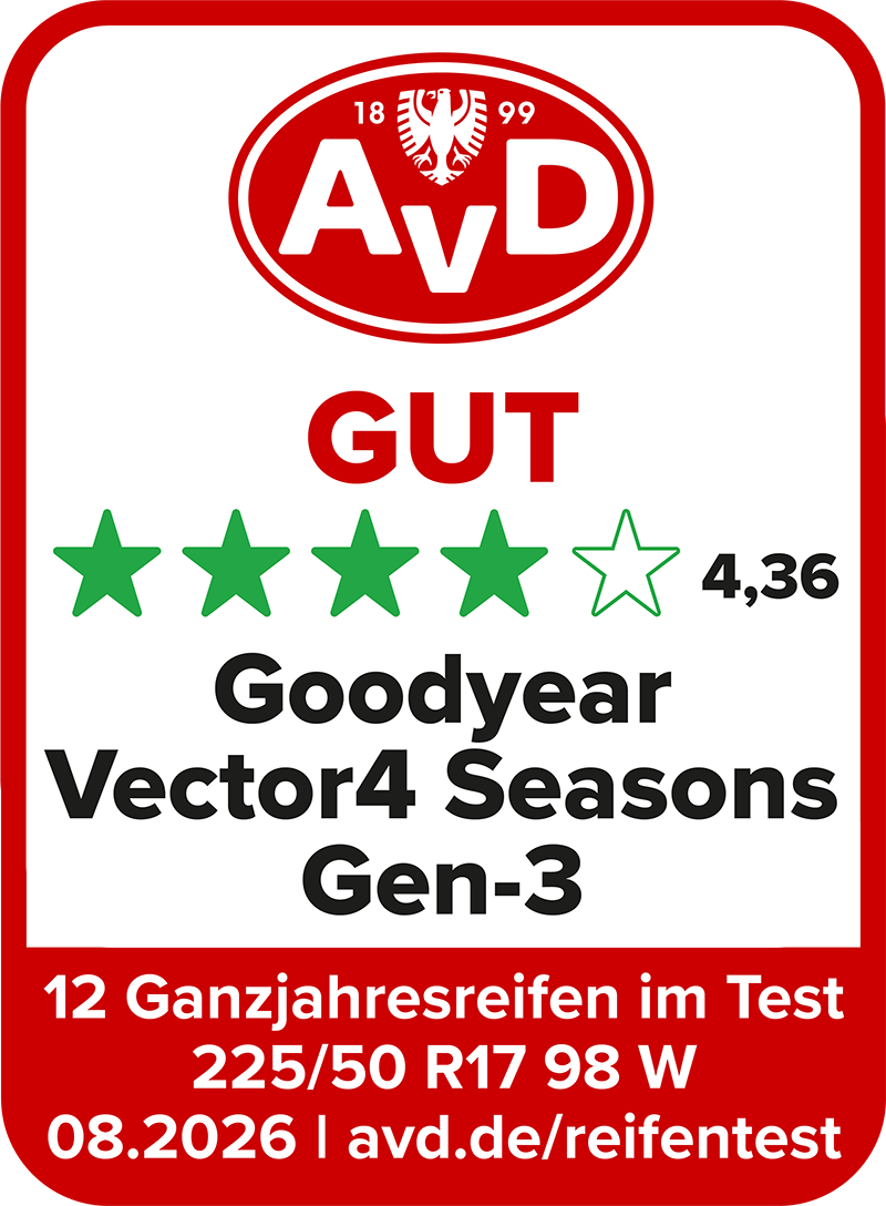 Ganzjahresreifentest Siegel 2026 - Goodyear Vector 4Seasons Gen-3© AvD