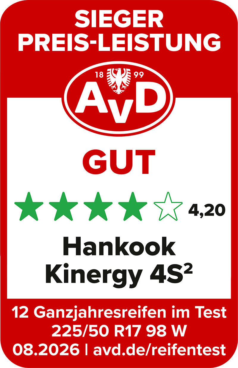 Ganzjahresreifentest Siegel 2026 - Hankook Kinergy 4S²© AvD