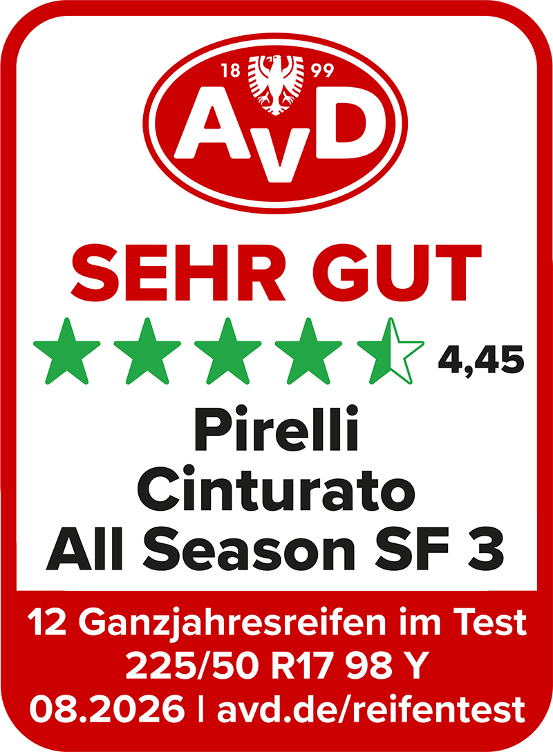 Ganzjahresreifentest Siegel 2026 - Pirelli Cinturato All Season SF 3© AvD