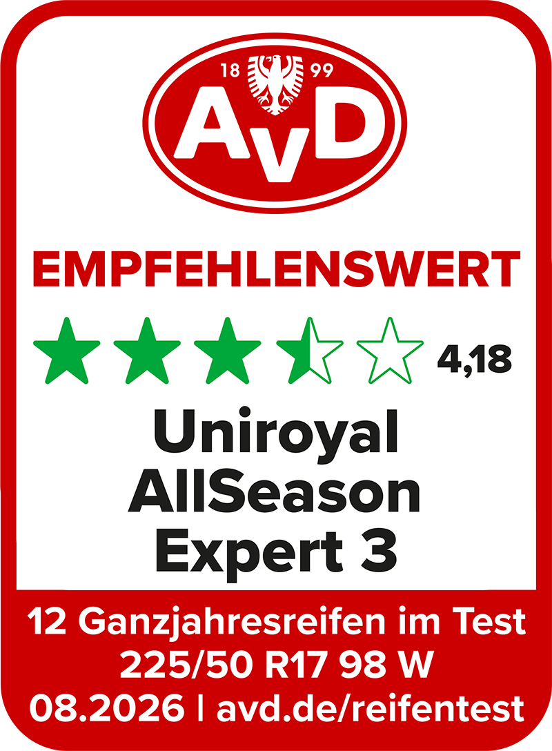 Ganzjahresreifentest Siegel 2026 - Uniroyal AllSeasonExpert 3© AvD
