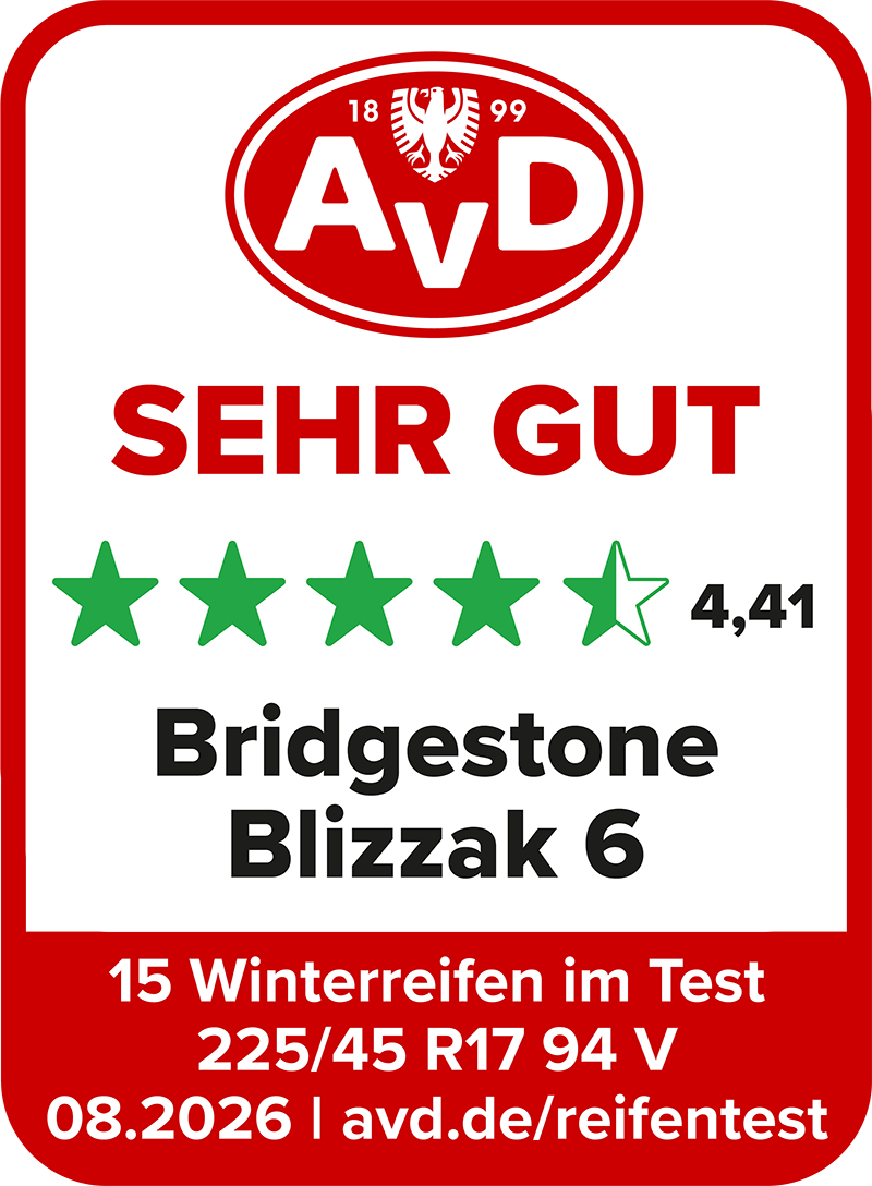 Winterreifentest Siegel 2026 - Bridgestone Blizzak 6© AvD