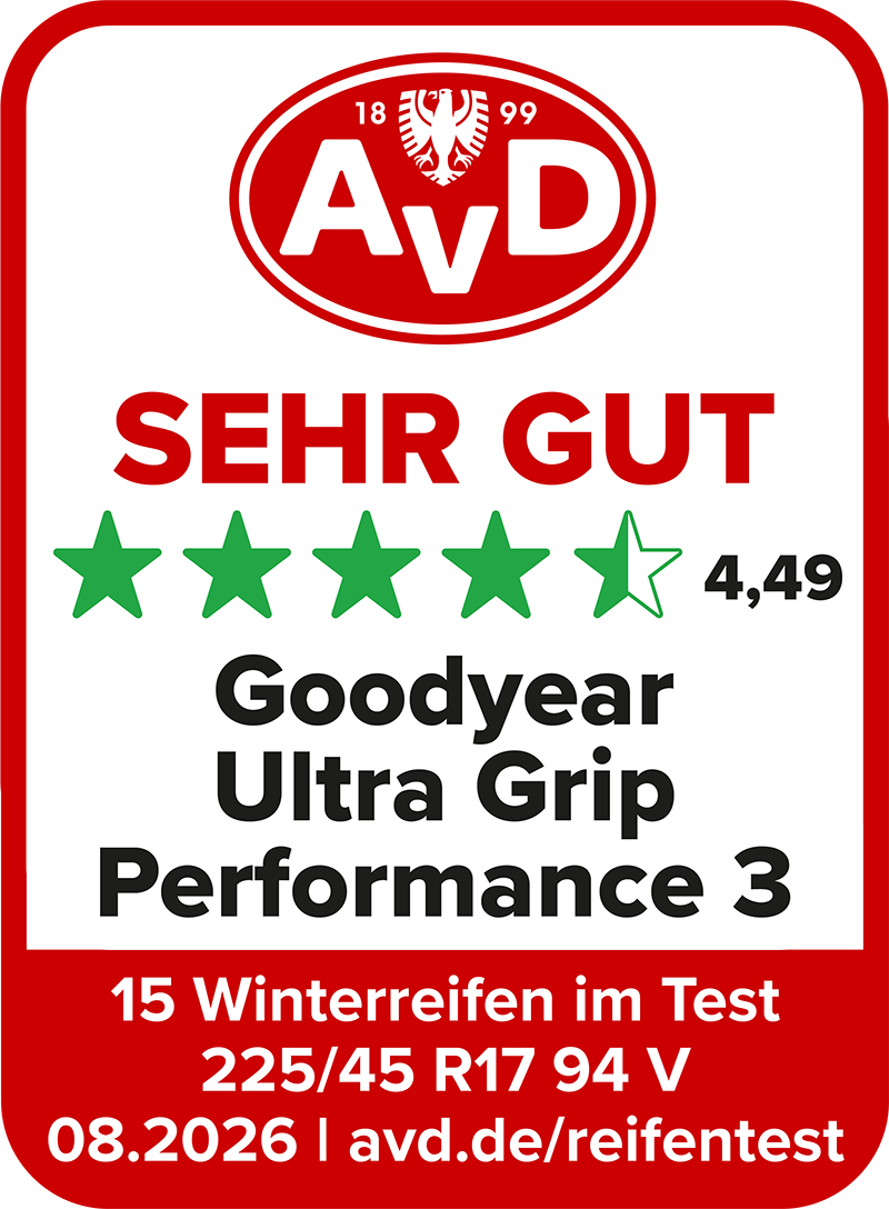 Winterreifentest Siegel 2026 - Goodyear UltraGrip Performance 3© AvD