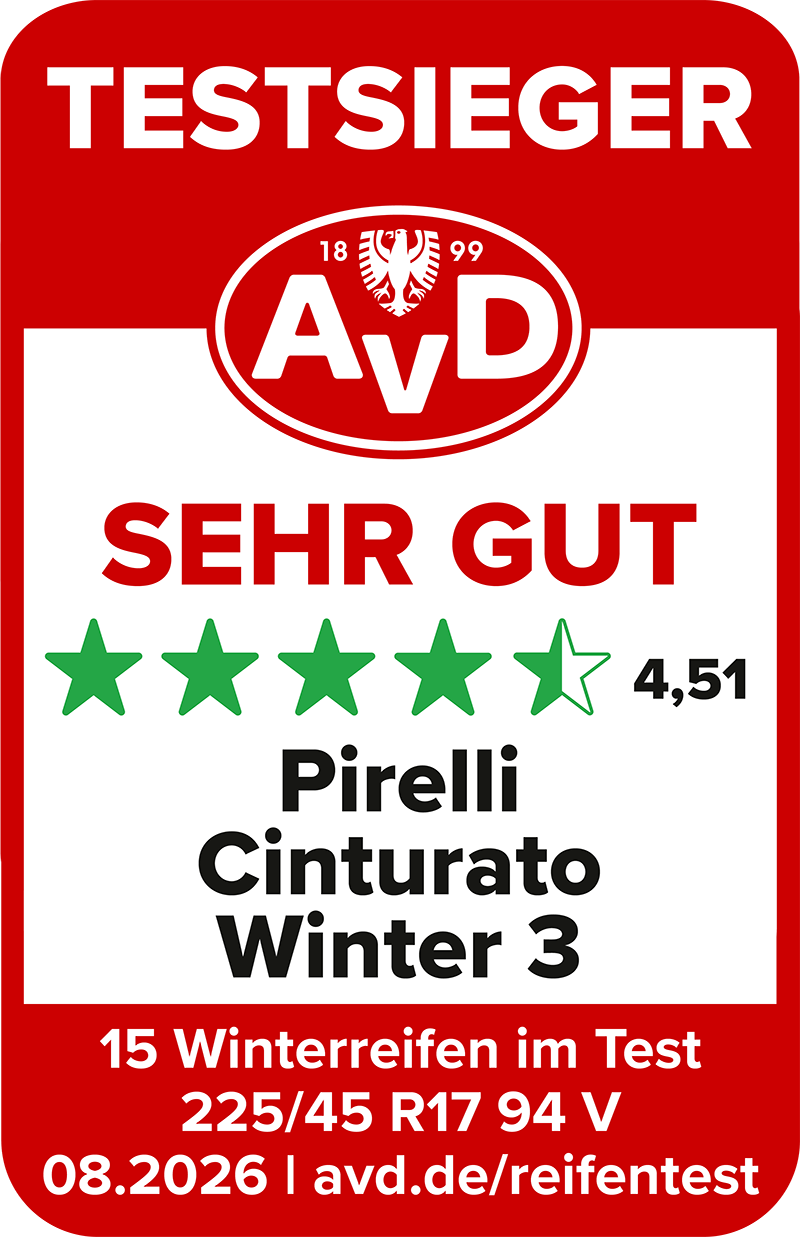 Winterreifentest Siegel 2026 - Pirelli Cinturato Winter 3© AvD